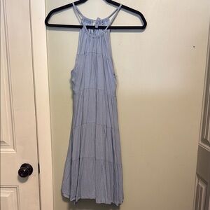 Light Blue Sleeveless Halter Sun Dress - boho - small